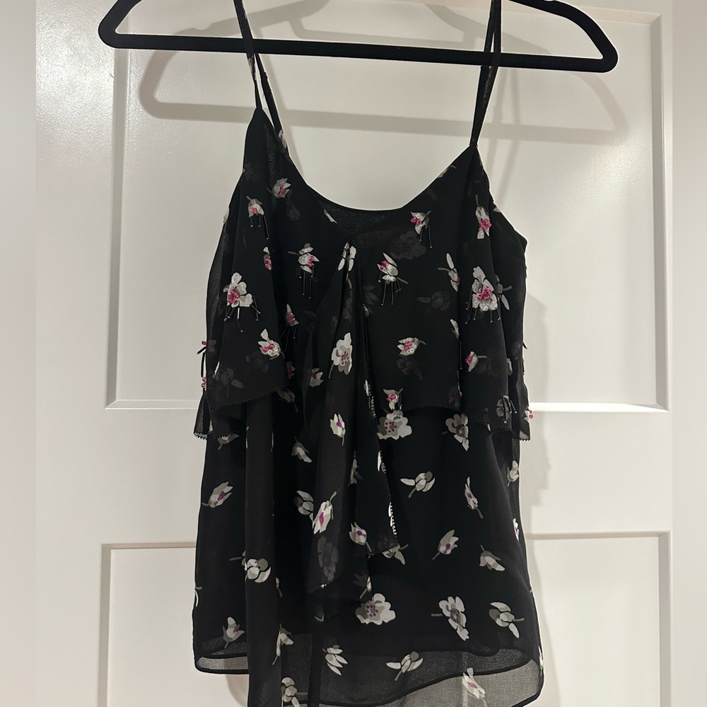 Rebecca Taylor Floral Blouse. Size 0. Beaded detail